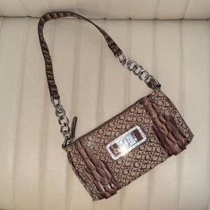 Vintage Guess Y2K Monogram Baguette Bag - Rhinestone G Buckle